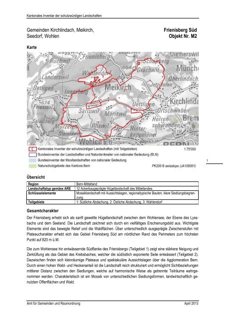 Objektblätter aller Teilregionen - Kanton Bern