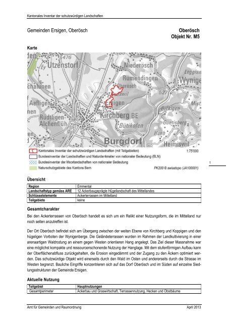 Objektblätter aller Teilregionen - Kanton Bern