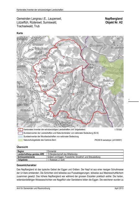 Objektblätter aller Teilregionen - Kanton Bern