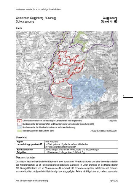 Objektblätter aller Teilregionen - Kanton Bern