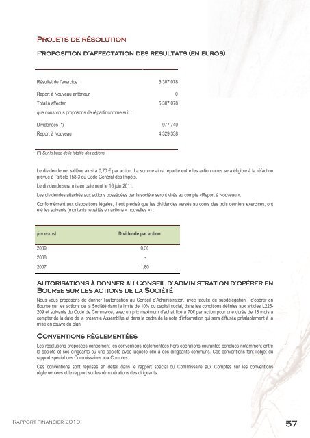 RAPPORT FINANCIER ANNUEL 2010 - Info-financiere.fr