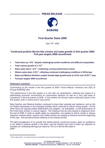 Danone Q1 09 Sales _GB - Info-financiere.fr