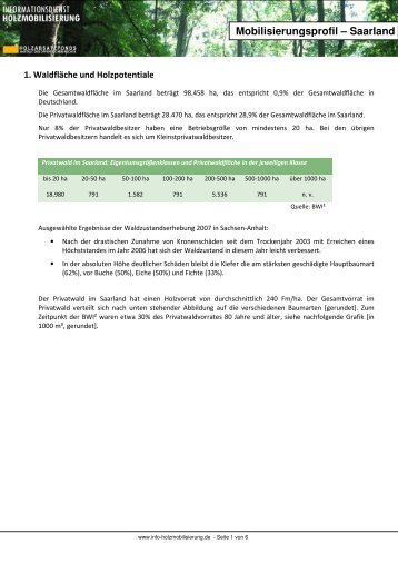 Mobilisierungsprofil - Saarland - Info-Holzmobilisierung.de