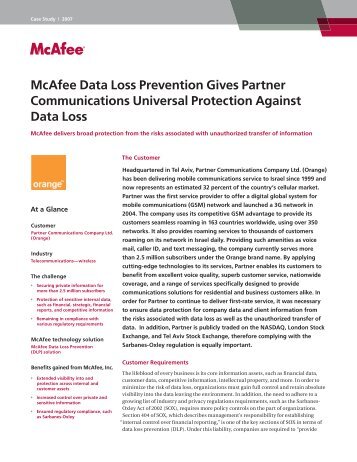 McAfee Data Loss Prevention Gives Partner Communications ...