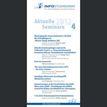 Aktuelle Seminare 4 - Info-Steuerseminar