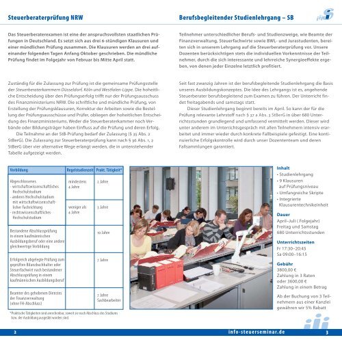 Informationsflyer StB-Ausbildung - Info-Steuerseminar