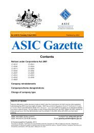 ASIC Gazette - Australian Securities and Investments Commission