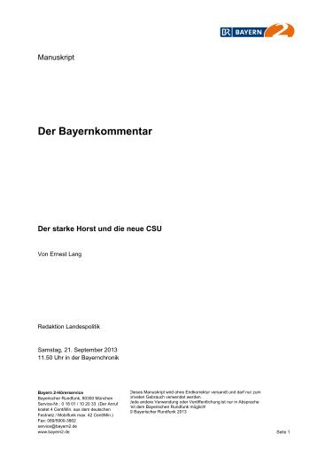 Bayern nach der Landtagswahl - Bayerischer Rundfunk