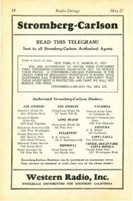 Radio Doings May 22, 1927 - AmericanRadioHistory.Com