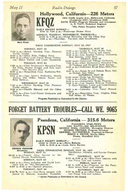 Radio Doings May 22, 1927 - AmericanRadioHistory.Com