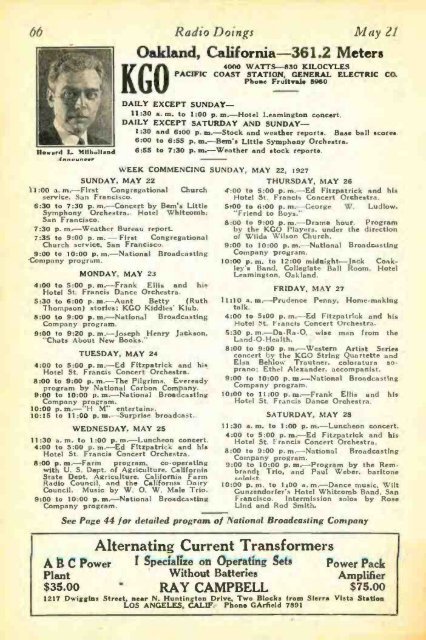 Radio Doings May 22, 1927 - AmericanRadioHistory.Com
