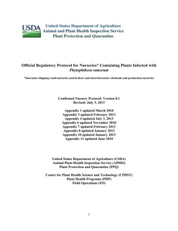 Confirmed Nursery Protocol - aphis