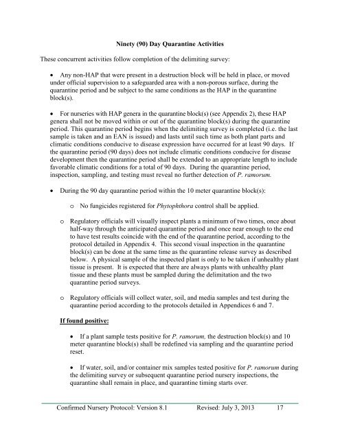 Confirmed Nursery Protocol - aphis