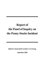 Report of the Panel of Inquiry on the Penny Stocks Incident