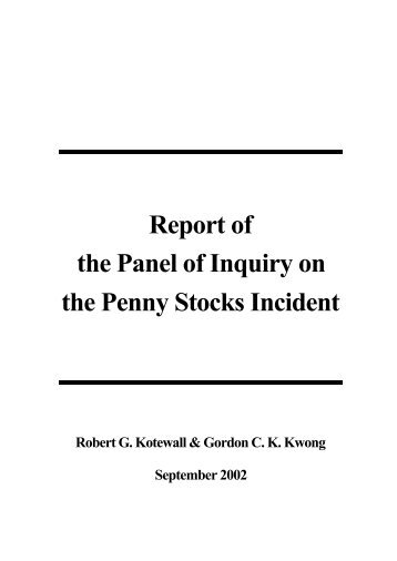 Report of the Panel of Inquiry on the Penny Stocks Incident