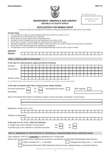 Form D Annexure I - South African Government Information