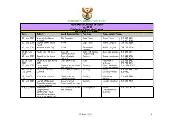 Youth Month Calendar of Events - June 2009
