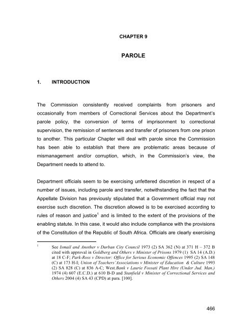 Chapter 9 - Parole - South African Government Information