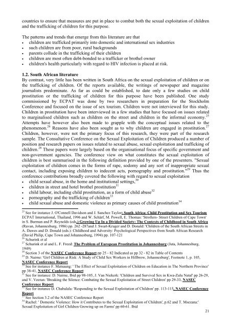 The trafficking of children for purposes of sexual exploitation