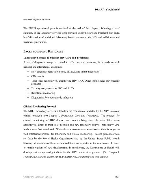 Operational plan for comprehensive HIV and AIDS care and ...