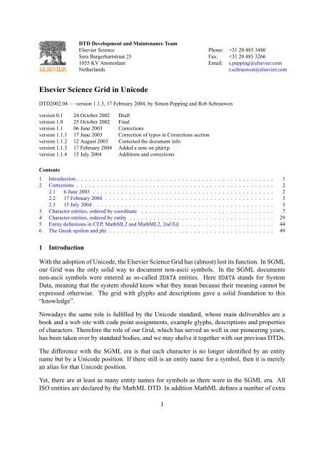 Elsevier Science Grid in Unicode - SciVerse