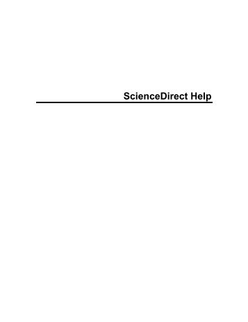 ScienceDirect Help - SciVerse