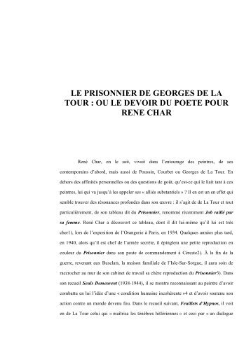 LE PRISONNIER DE GEORGES DE LA TOUR : OU LE DEVOIR DU ...