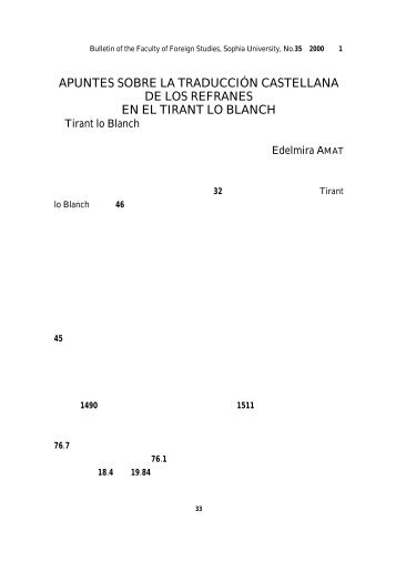 apuntes sobre la traducción castellana de los refranes en ... - 上智大学