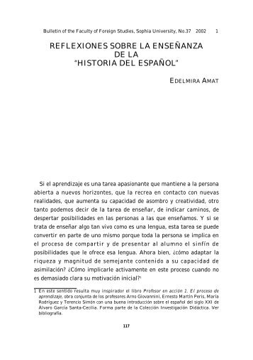 reflexiones sobre la enseÃ±anza de la âhistoria del espaÃ±olâ