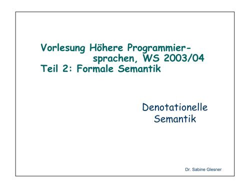 Formale Semantik Denotationelle Semantik