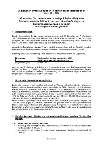 Legionellen Betreiberinformation (pdf 0,03 MB) - Altmarkkreis ...