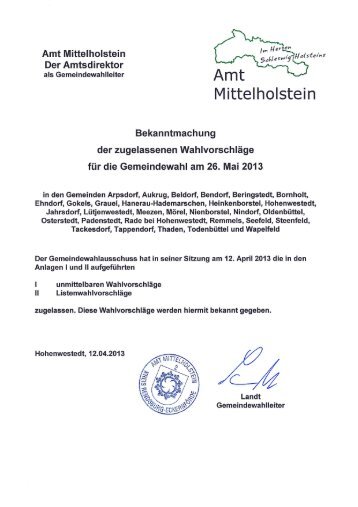 lesen - Amt Mittelholstein