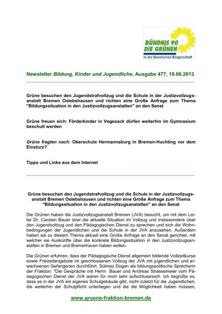 NL - Bündnis 90/Die Grünen Bürgerschaftsfraktion Bremen