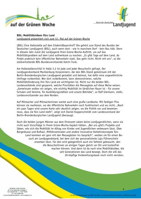 BDL-Presse zur IGW - Bund der deutschen Landjugend