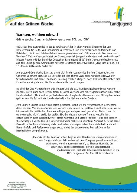 BDL-Presse zur IGW - Bund der deutschen Landjugend
