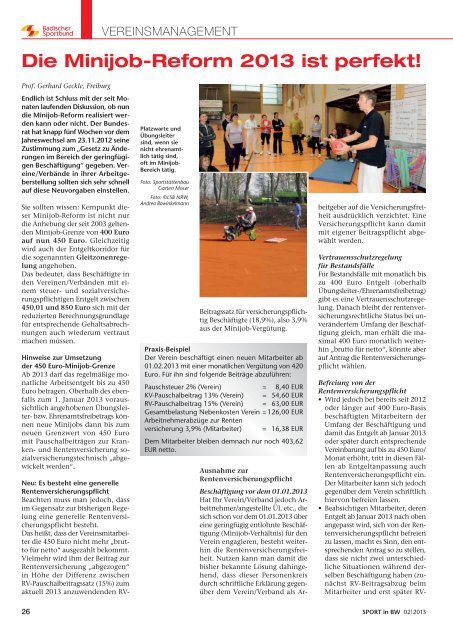 "SPORT in BW" Nr. 02/13 - Badischer Sportbund Nord eV