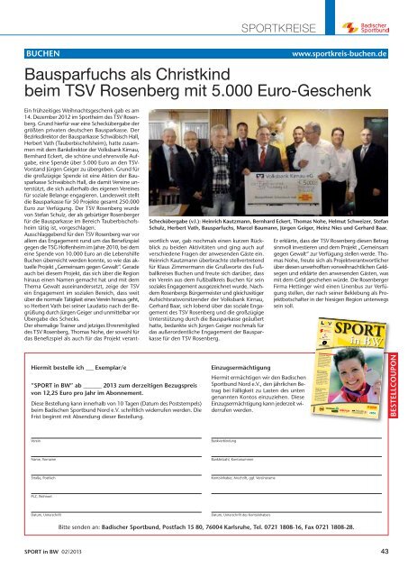 "SPORT in BW" Nr. 02/13 - Badischer Sportbund Nord eV