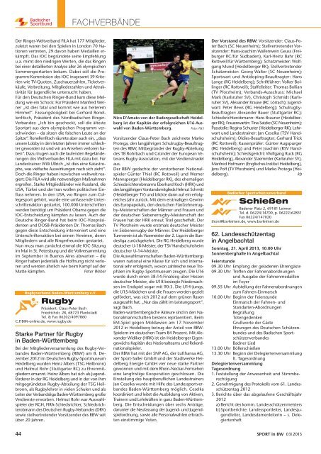 Sport in BW - Badischer Sportbund Nord eV