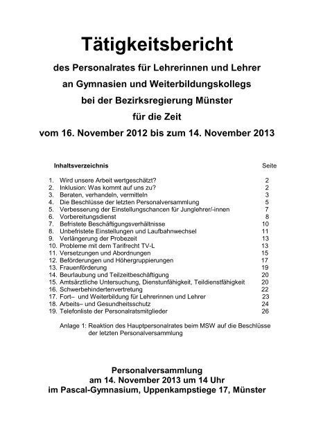 Tätigkeitsbericht 2013 - Bezirksregierung Münster