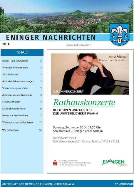 24. Januar 2014 - Gemeinde Eningen unter Achalm