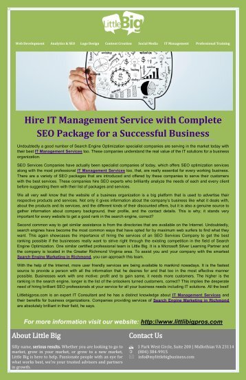 Hire IT Management Service with Complete SEO Package for a Successful Business