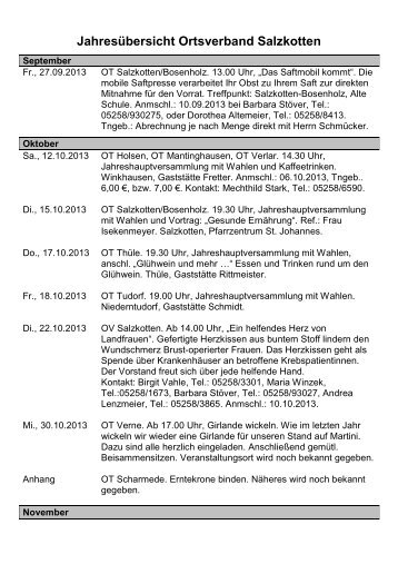 Jahresübersicht Ortsverband Salzkotten
