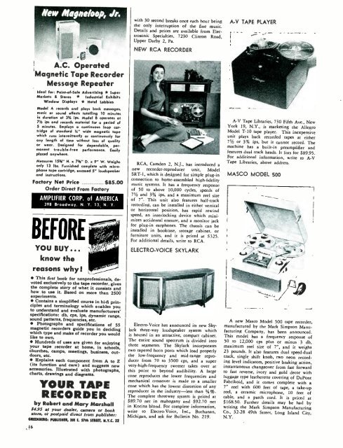 Tape Recording Magazine - AmericanRadioHistory.Com