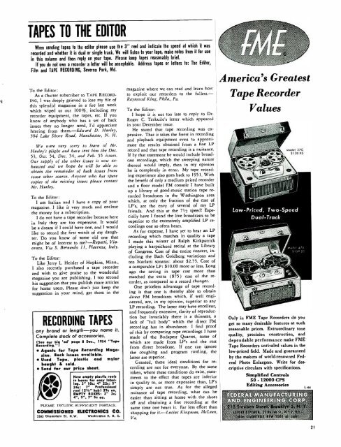 Tape Recording Magazine - AmericanRadioHistory.Com