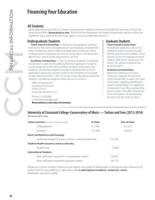 CCM Application Handbook - Cincinnati College - Conservatory of ...