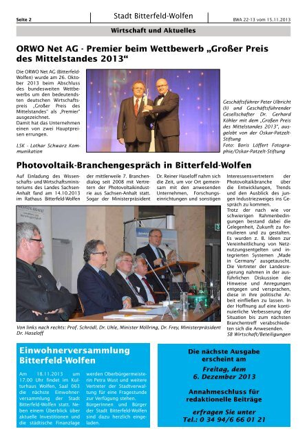 Amtsblatt 22-13 erschienen am 15.11.2013.pdf - Stadt Bitterfeld ...