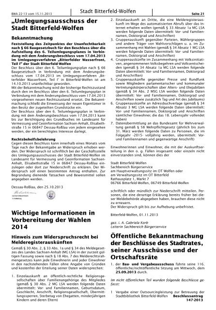 Amtsblatt 22-13 erschienen am 15.11.2013.pdf - Stadt Bitterfeld ...