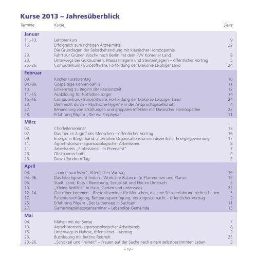 Unsere Veranstaltungen und Kurse 2013 - Diakonie Leipziger Land