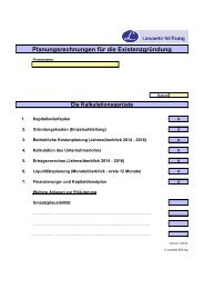 Beispiel Kalkulationsgerüst - Lawaetz-Stiftung / Existenzgründung