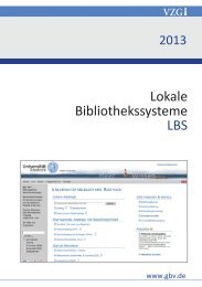 Lokale Bibliothekssysteme (LBS) 2013 - GBV